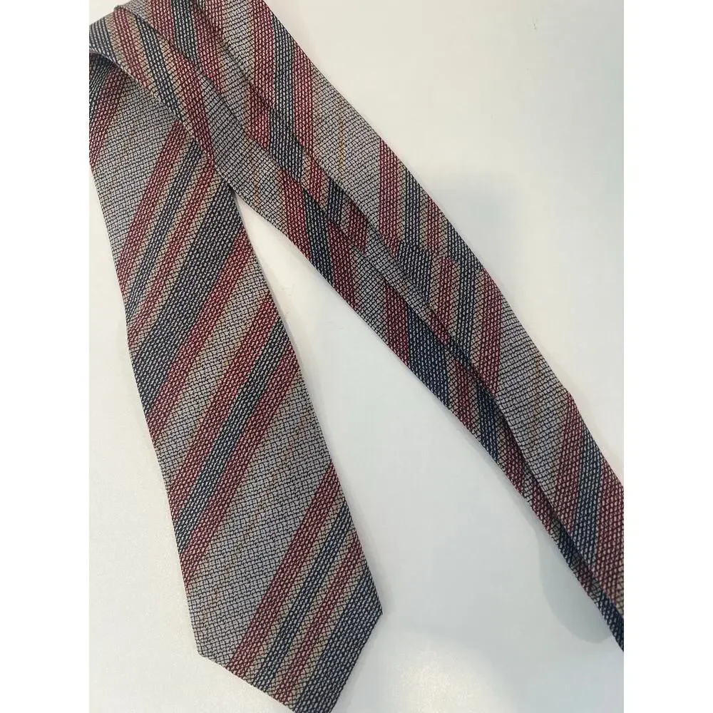 Lanvin Paris Men’s 100% Silk Neck Tie Red Blue Silver Gold